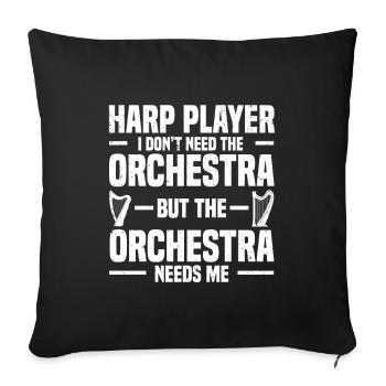 Harfe Musikinstrument Harfenist Orchester Geschenk - Sofakissenbezug 45 x 45 cm - Schwarz - Vorne