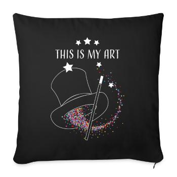 C’est mon art chapeau de sorcier illusionniste magicien de rue - Housse de coussin décorative 45 x 45 cm - noir - Devant