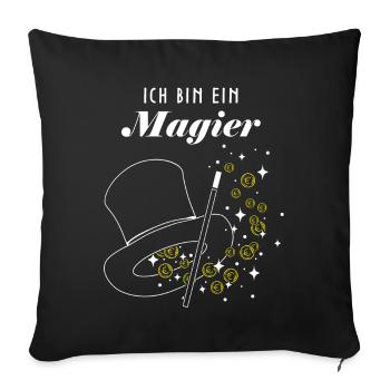 Magier Zauberer Münzmagie Münztricks Illusionist - Sofakissenbezug 45 x 45 cm - Schwarz - Vorne