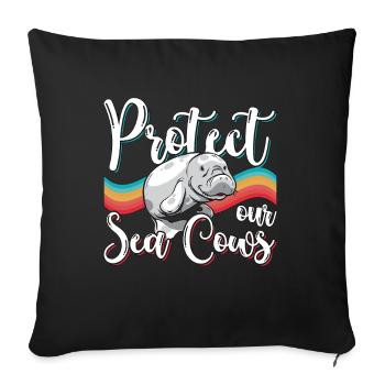 Dugong Protégez nos vaches de mer Animaux marins Lamantin - Housse de coussin décorative 45 x 45 cm - noir - Devant