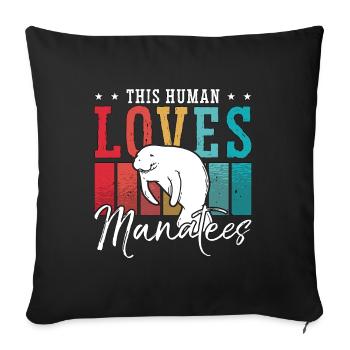 Dugong Cet Humain Aime Les Lamantins Animal Marin - Housse de coussin décorative 45 x 45 cm - noir - Devant