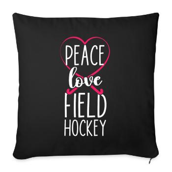 Field Hockey Heart Peace Love - Sofa pillowcase 17,3'' x 17,3'' (45 x 45 cm) - black - Front