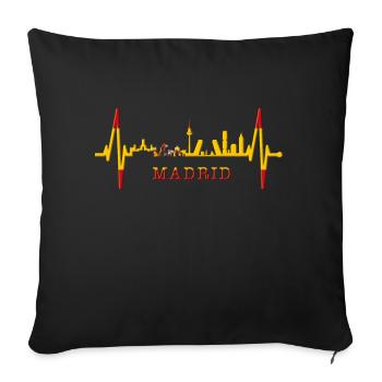 Madrid Skyline Heartbeat Espagne Silhouette Pulse - Housse de coussin décorative 45 x 45 cm - noir - Devant