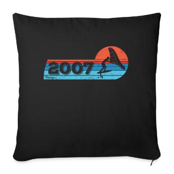 Wingfoil Surfer Anniversaire Millésime 2007 Né - Housse de coussin décorative 45 x 45 cm - noir - Devant