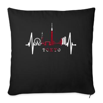 Tokyo Skyline Heartbeat Japan Heart I Love Tokyo - Sofa pillowcase 17,3'' x 17,3'' (45 x 45 cm) - black - Front