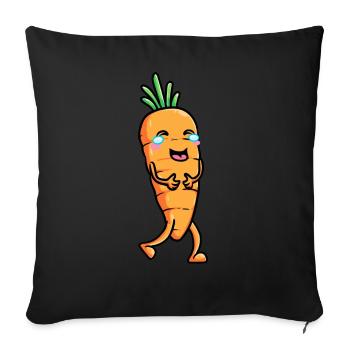 Carrot, Emoticon, Vegetable, Vegan, Vegetarian - Sofa pillowcase 17,3'' x 17,3'' (45 x 45 cm) - black - Front