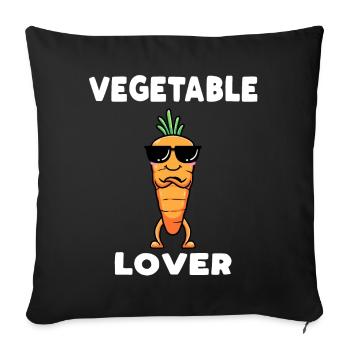 Amateur de légumes, Carotte, Végétalien, Végétarien - Housse de coussin décorative 45 x 45 cm - noir - Devant