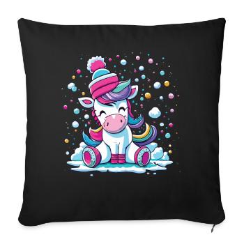 Frosty Unicorn - Magical Christmas in the Snow - Sofa pillowcase 17,3'' x 17,3'' (45 x 45 cm) - black - Front