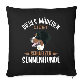 Berner Sennenhunde: Schweizer Canin-Liebhaber - Sofakissenbezug 45 x 45 cm - Schwarz - Vorne