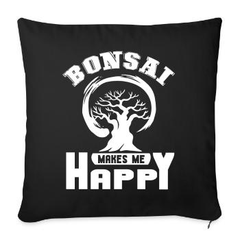 Bonsai Bonsai Makes Me Happy - Sofa pillowcase 17,3'' x 17,3'' (45 x 45 cm) - black - Front