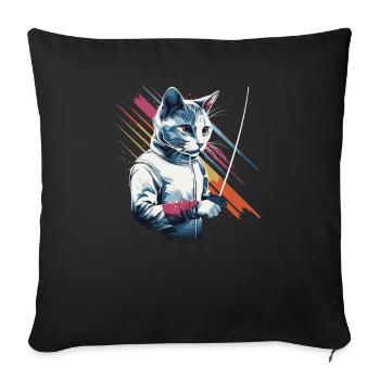Chats, escrimeurs, joueurs, joueurs, escrime, athlètes, chats - Housse de coussin décorative 45 x 45 cm - noir - Devant