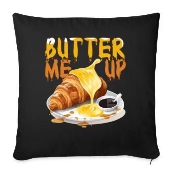 Butter Me Up French Pastry Funny Croissant - Sofakissenbezug 45 x 45 cm - Schwarz - Vorne