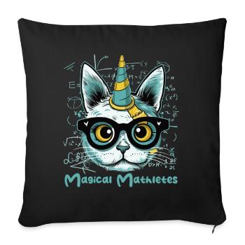 Cute and Playful Unicorn Cat Floral Pastel Anime P - Sofakissenbezug 45 x 45 cm - Schwarz - Vorne
