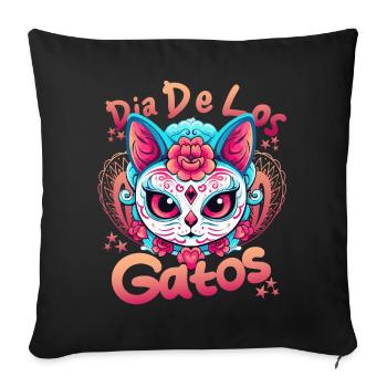 Kawaii Sugar Skull Cat Dia de Los Gatos Day of The - Sofakissenbezug 45 x 45 cm - Schwarz - Vorne