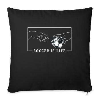 Michelangelo Creation of Adam Soccer Fußballprofi - Sofakissenbezug 45 x 45 cm - Schwarz - Vorne