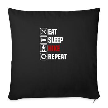 Eat, sleep, hike, repeat - Sofa pillowcase 17,3'' x 17,3'' (45 x 45 cm) - black - Front