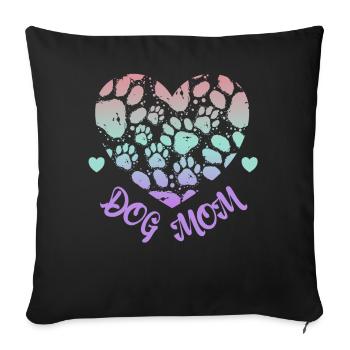 Dog Mom Pastel Color Paw Prints Heart Female Dog L - Sofakissenbezug 45 x 45 cm - Schwarz - Vorne