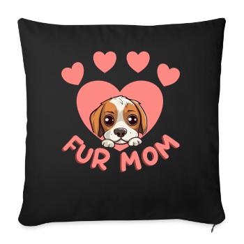Fur Mom Text Heart Paw Print Puppy Peeping Animal - Sofakissenbezug 45 x 45 cm - Schwarz - Vorne