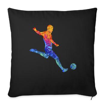 Joueur de football professionnel Dieu du football Joueur de football Buteur - Housse de coussin décorative 45 x 45 cm - noir - Devant