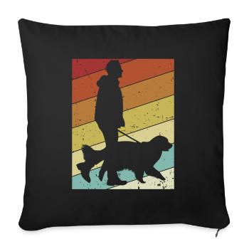 Rétro Mâle Quadrupède Ami Wauwau Chien Propriétaire Chien - Housse de coussin décorative 45 x 45 cm - noir - Devant