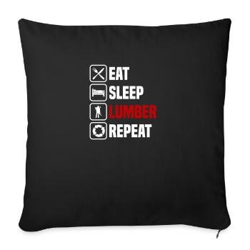 Manger, dormir, faire du bois, répéter - Housse de coussin décorative 45 x 45 cm - noir - Devant