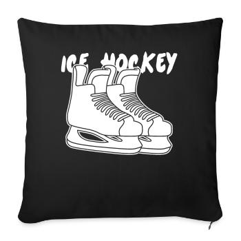 Patins de hockey sur glace - Housse de coussin décorative 45 x 45 cm - noir - Devant