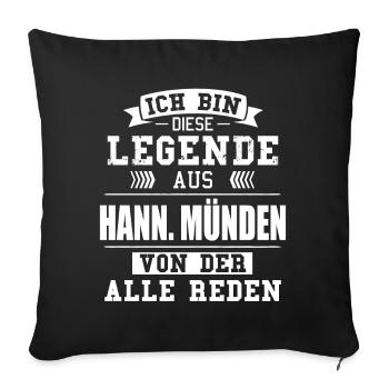 Stadt Hann. Münden Deutschland Legende Spruch - Sofakissenbezug 45 x 45 cm - Schwarz - Vorne