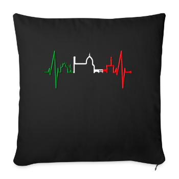 Florence Skyline Italie Heartbeat I Love Firenze - Housse de coussin décorative 45 x 45 cm - noir - Devant