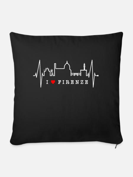 Florenz Skyline Italien Herzschlag I Love Firenze - Sofakissenbezug 45 x 45 cm - Schwarz