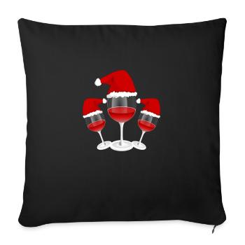 rotwein weinglas weihnachten - Sofakissenbezug 45 x 45 cm - Schwarz - Vorne
