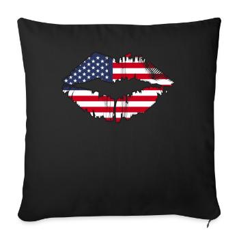 Patriotic Lips US American Country Flag Kiss Lip - Sofakissenbezug 45 x 45 cm - Schwarz - Vorne