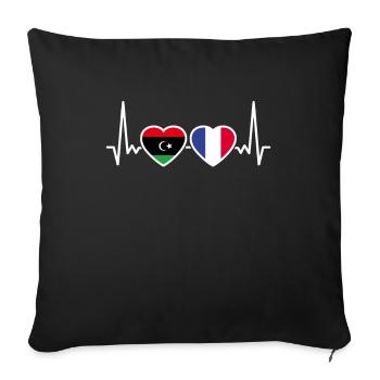 Libya France Heartbeat Flag Libyan - Sofa pillowcase 17,3'' x 17,3'' (45 x 45 cm) - black - Front