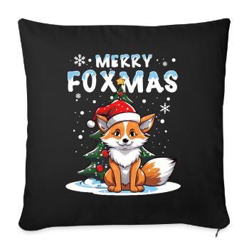 Cute fox celebrating Christmas in the snow - Sofa pillowcase 17,3'' x 17,3'' (45 x 45 cm) - black - Front