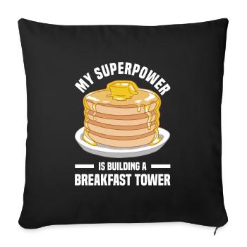 Pancake Koch | Pfannkuchen Ahornsirup Geschenke - Sofakissenbezug 45 x 45 cm - Schwarz - Vorne