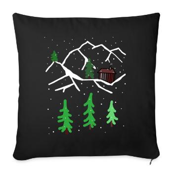 Winter Mountain Hut Solitude Christmas Snow - Sofa pillowcase 17,3'' x 17,3'' (45 x 45 cm) - black - Front