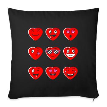 Love Silly Heart Faces Valentines Day - Sofa pillowcase 17,3'' x 17,3'' (45 x 45 cm) - black - Front