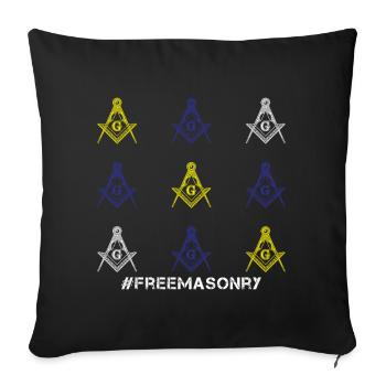 Masonic Gift I Masonic Freemasonry Tshirt - Sofa pillowcase 17,3'' x 17,3'' (45 x 45 cm) - black - Front