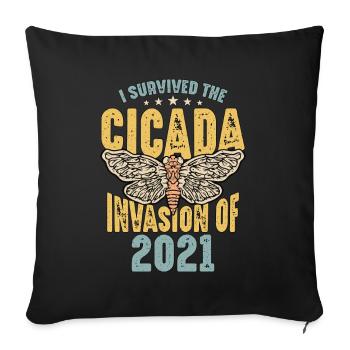 Cigales J’ai survécu à l’invasion des cigales Homoptères - Housse de coussin décorative 45 x 45 cm - noir - Devant