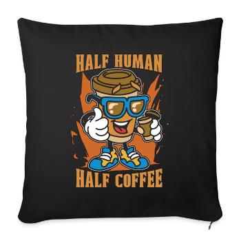 Espresso Half Human Half Coffee Barista Caffeine - Sofa pillowcase 17,3'' x 17,3'' (45 x 45 cm) - black - Front