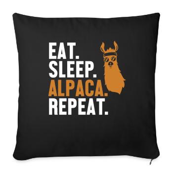 Eat Sleep Alpaca Repeat Huacaya Pako Llama Alpaca - Sofa pillowcase 17,3'' x 17,3'' (45 x 45 cm) - black - Front