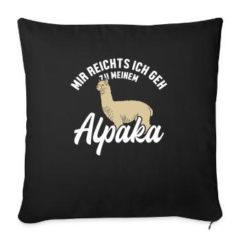 I've had enough, I'm going to the alpaca Pako Lama Huacaya - Sofa pillowcase 17,3'' x 17,3'' (45 x 45 cm) - black - Front