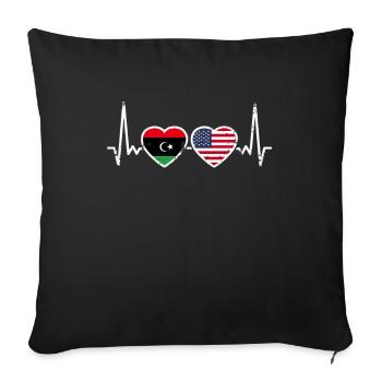 Libya USA Vintage Heartbeat Flag Libyan - Sofa pillowcase 17,3'' x 17,3'' (45 x 45 cm) - black - Front