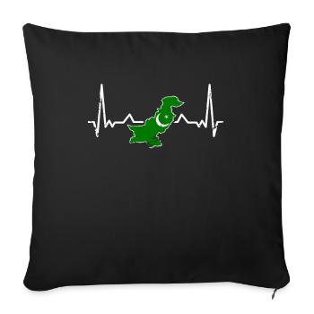 Pakistan Vintage Heartbeat Card Flag - Sofa pillowcase 17,3'' x 17,3'' (45 x 45 cm) - black - Front