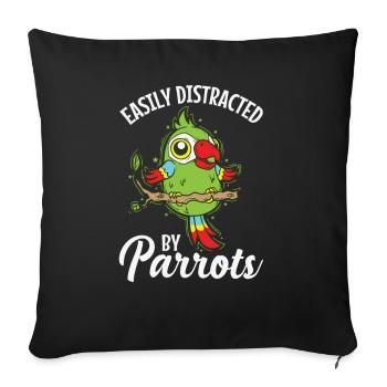 Facilement distrait par l’oiseau animal du perroquet - Housse de coussin décorative 45 x 45 cm - noir - Devant