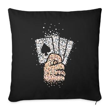 Tours de cartes Illusionniste Carte Magique Jeu de cartes - Housse de coussin décorative 45 x 45 cm - noir - Devant
