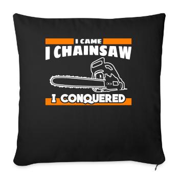Chain Saw Cutting Wood Chainsaw - Sofa pillowcase 17,3'' x 17,3'' (45 x 45 cm) - black - Front