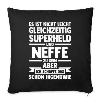 Superhelden Neffe - Sofakissenbezug 45 x 45 cm - Schwarz - Vorne