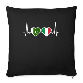 Pakistan Italy Heartbeat Flag Pakistani - Sofa pillowcase 17,3'' x 17,3'' (45 x 45 cm) - black - Front