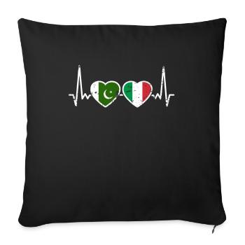 Pakistan Italy Vintage Heartbeat Flag - Sofa pillowcase 17,3'' x 17,3'' (45 x 45 cm) - black - Front