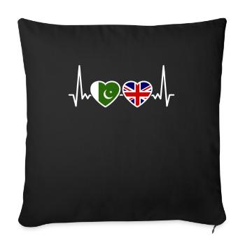 Pakistan UK Heartbeat Flag British Pakistani - Sofa pillowcase 17,3'' x 17,3'' (45 x 45 cm) - black - Front